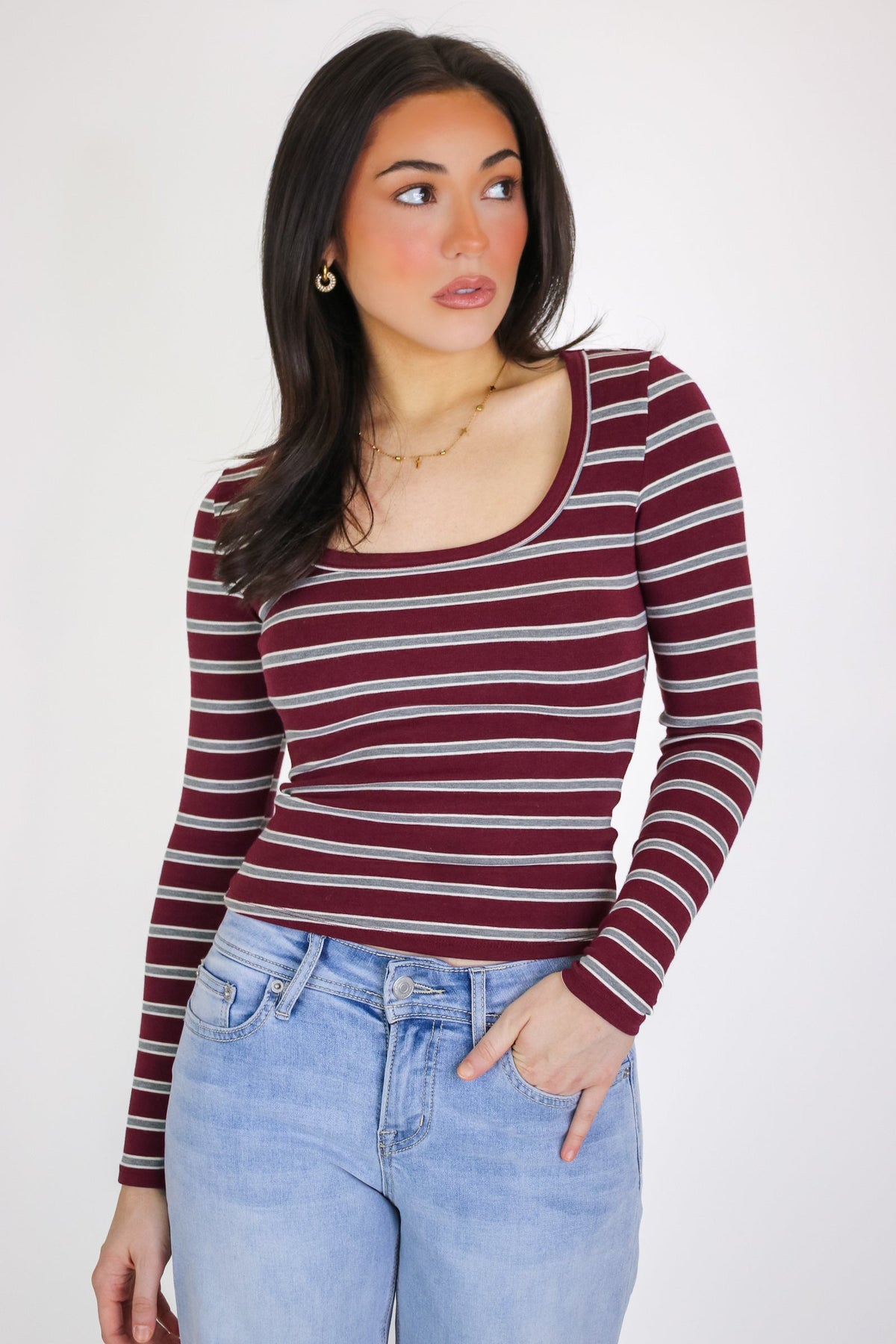 Archive Striped Scoop Neck Top