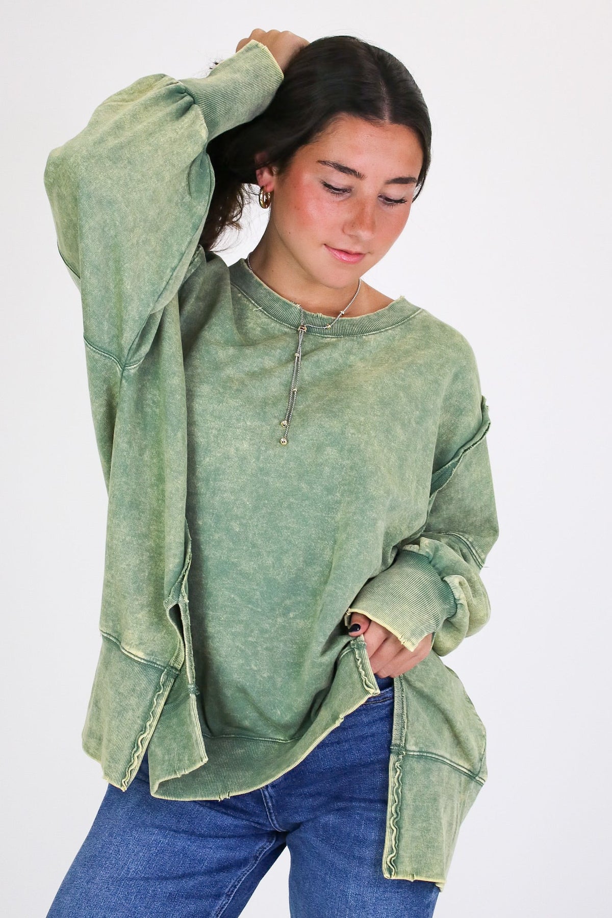 August Glow Acid Wash Pullover