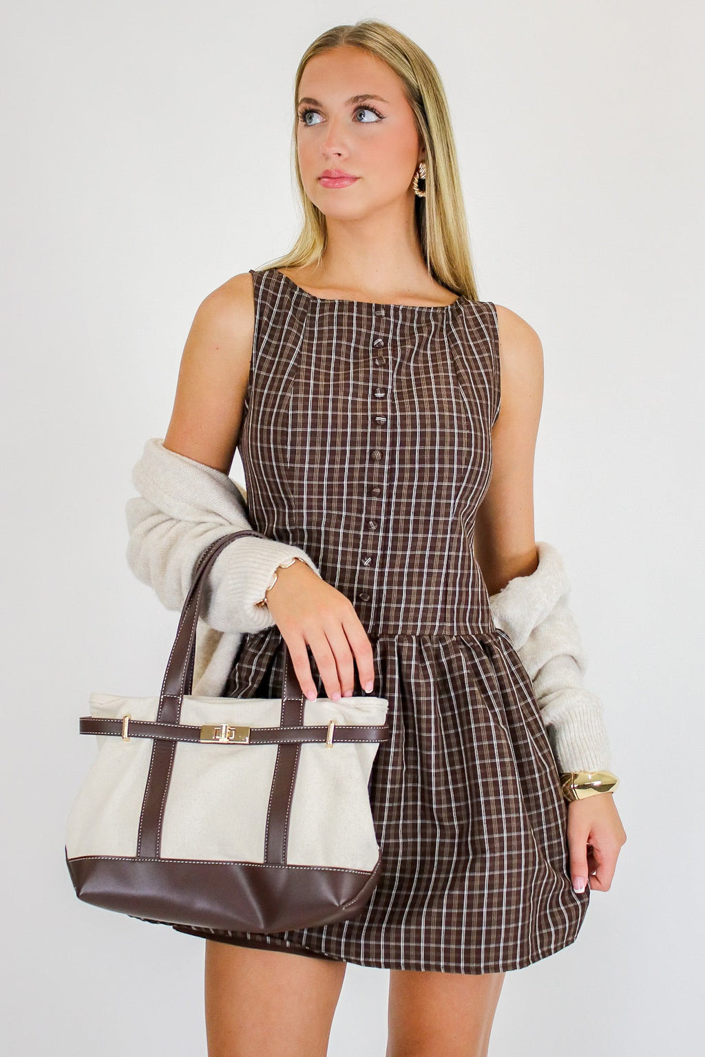 Briar Plaid Button Mini Dress