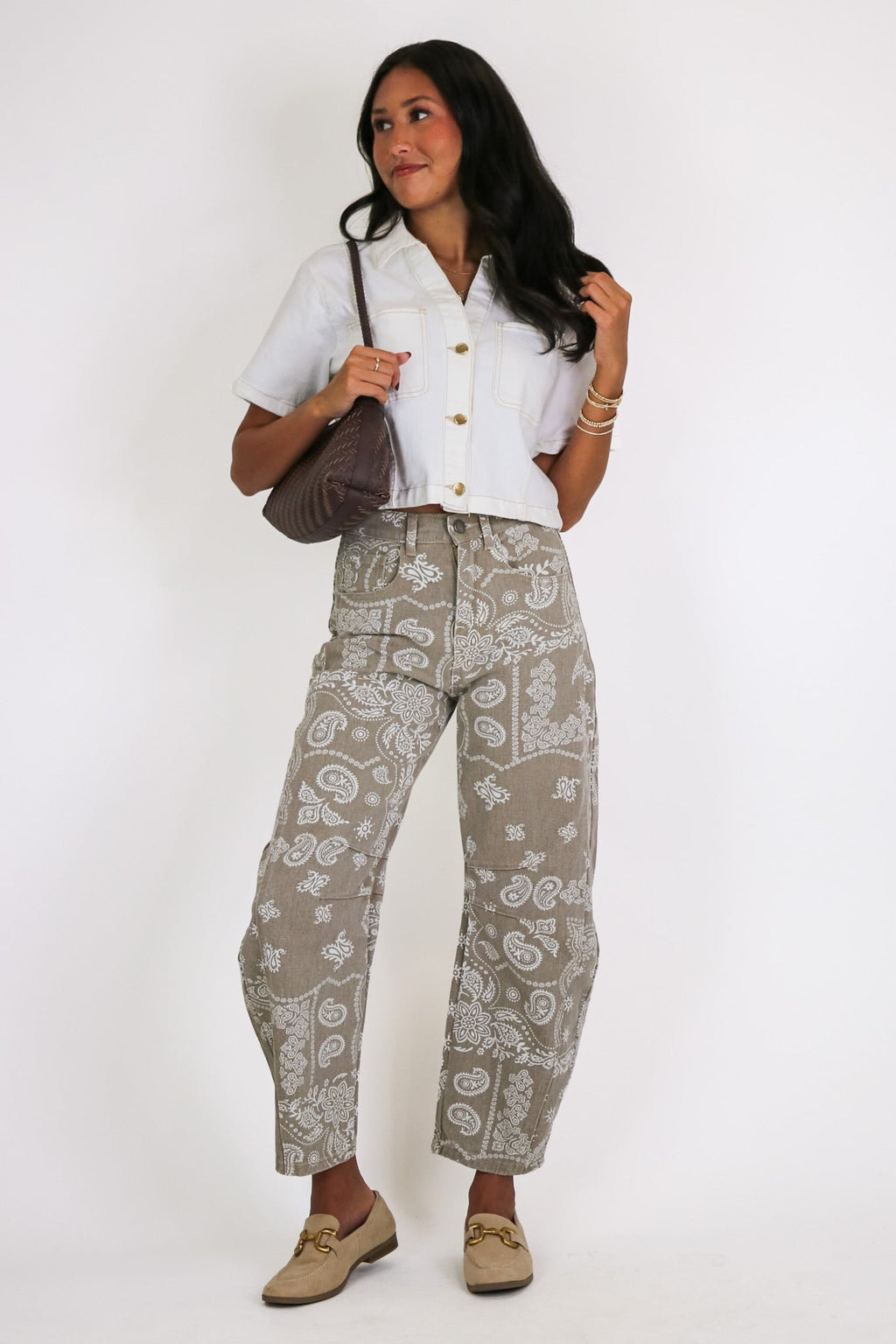 Caravan Paisley Print Barrel Jeans