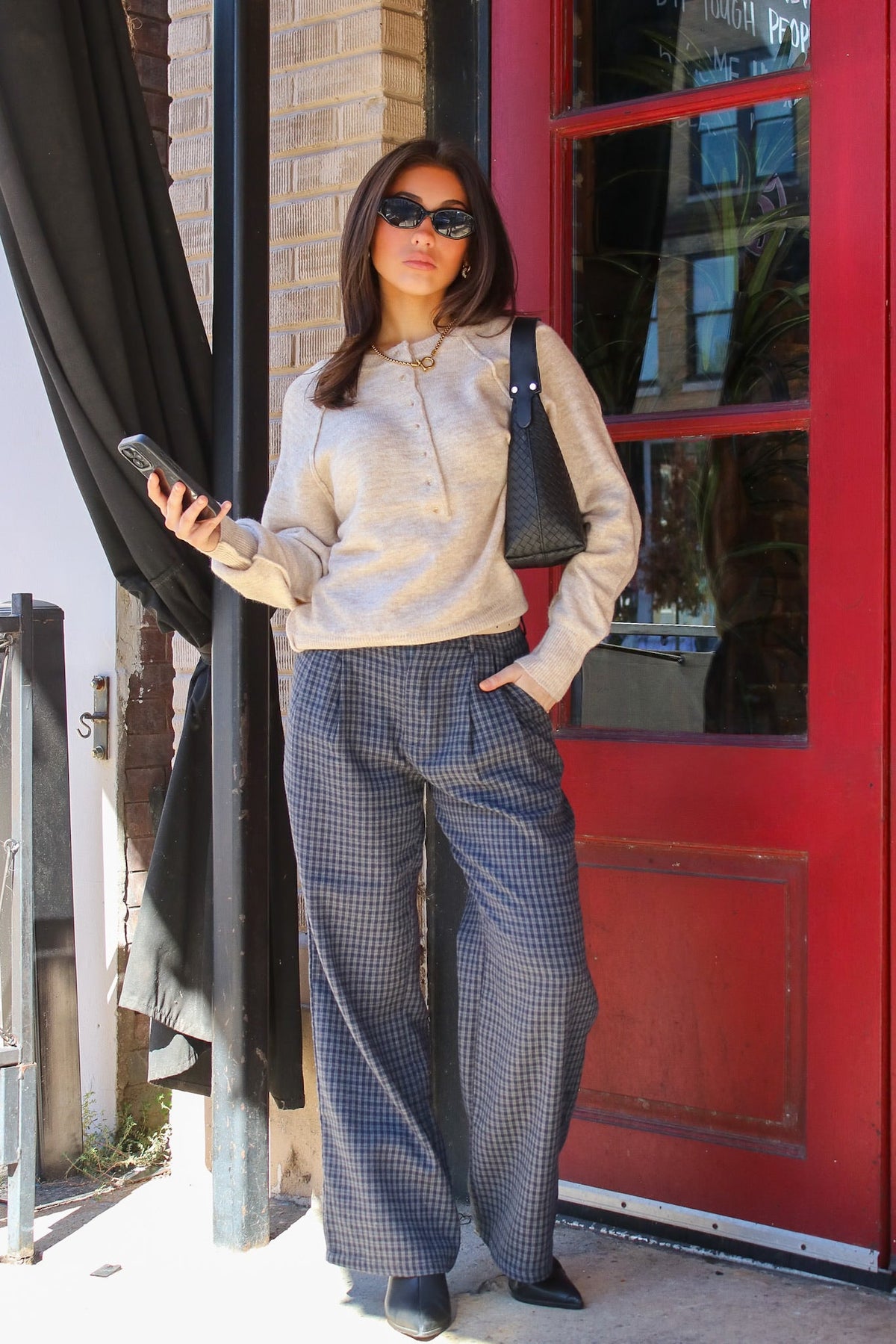 Chelsea Plaid Wide Leg Trousers