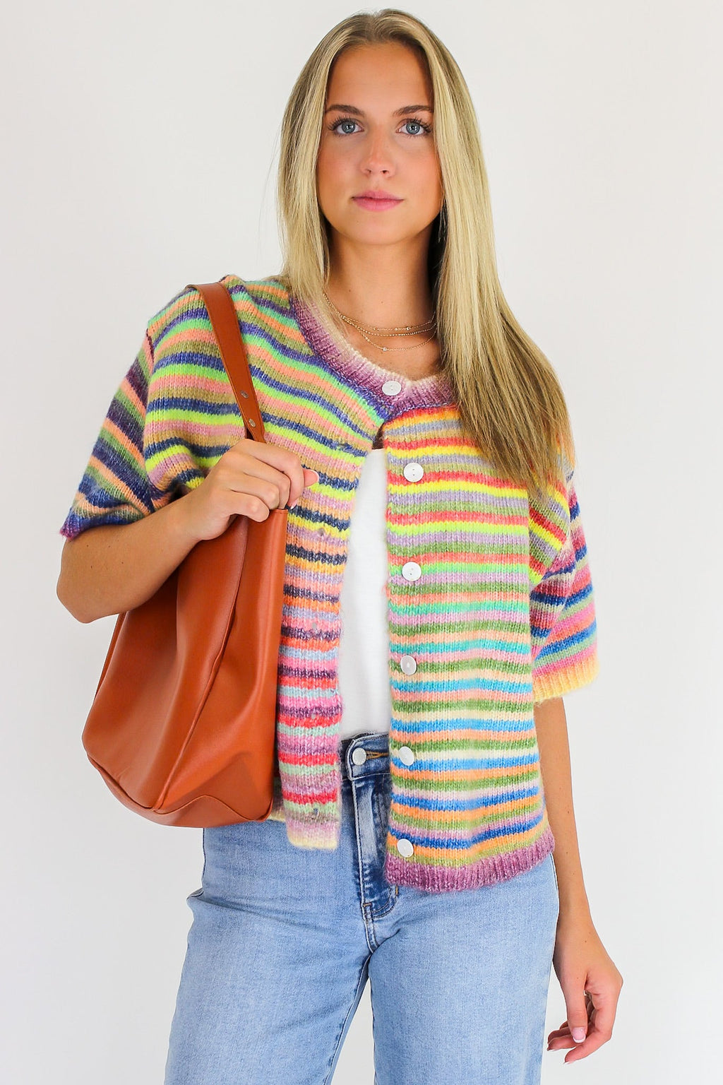 Color Pop Knit Cardigan Sweater