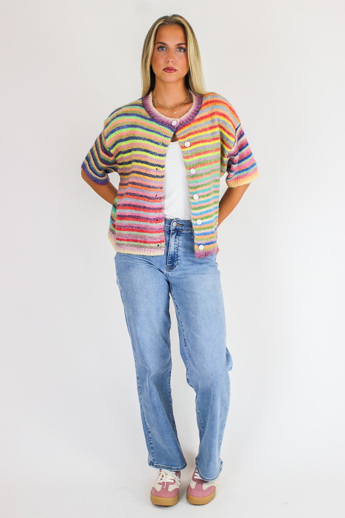 Color Pop Knit Cardigan Sweater