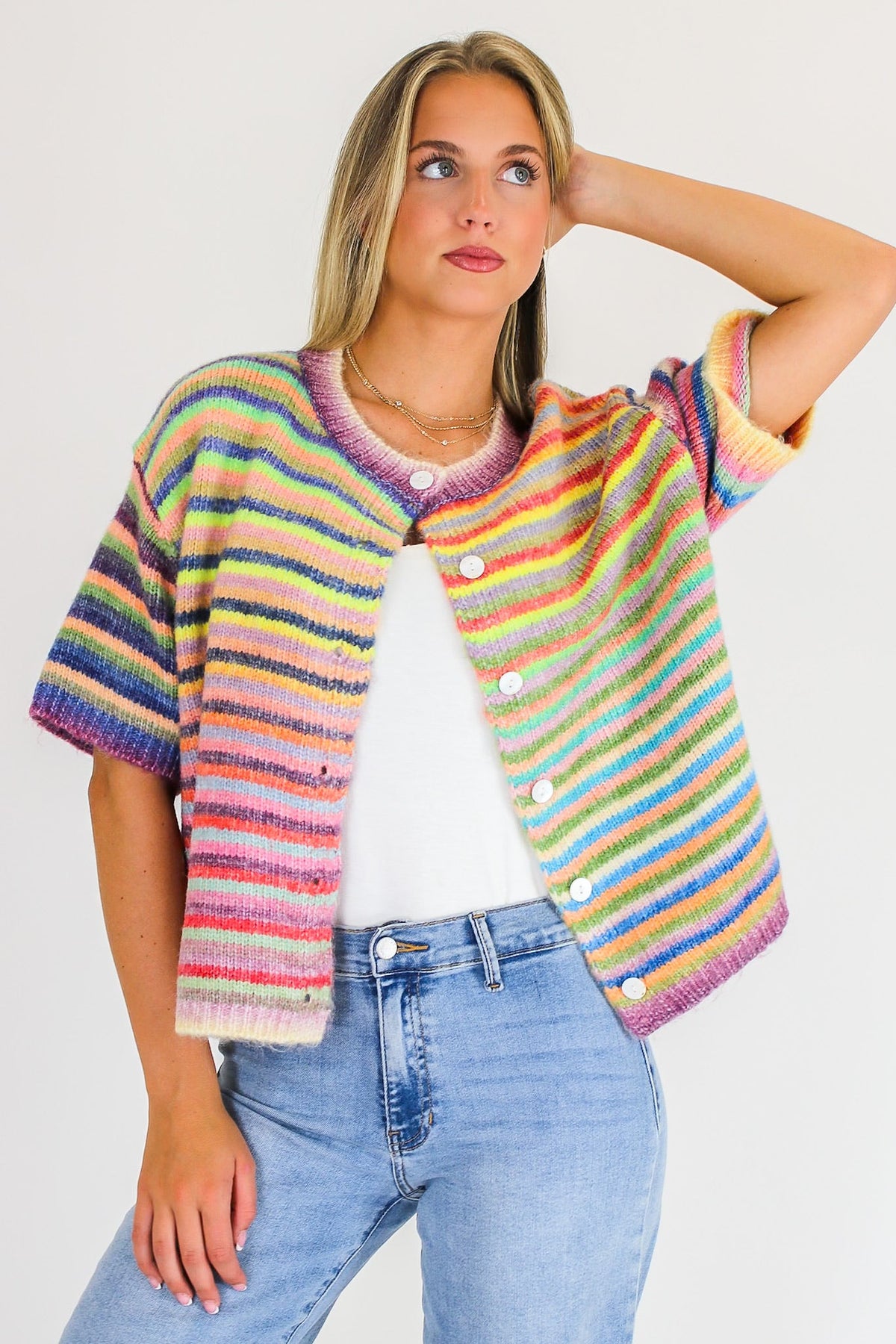 Color Pop Knit Cardigan Sweater