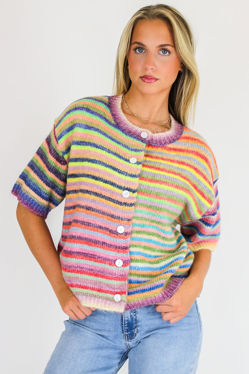 Color Pop Knit Cardigan Sweater