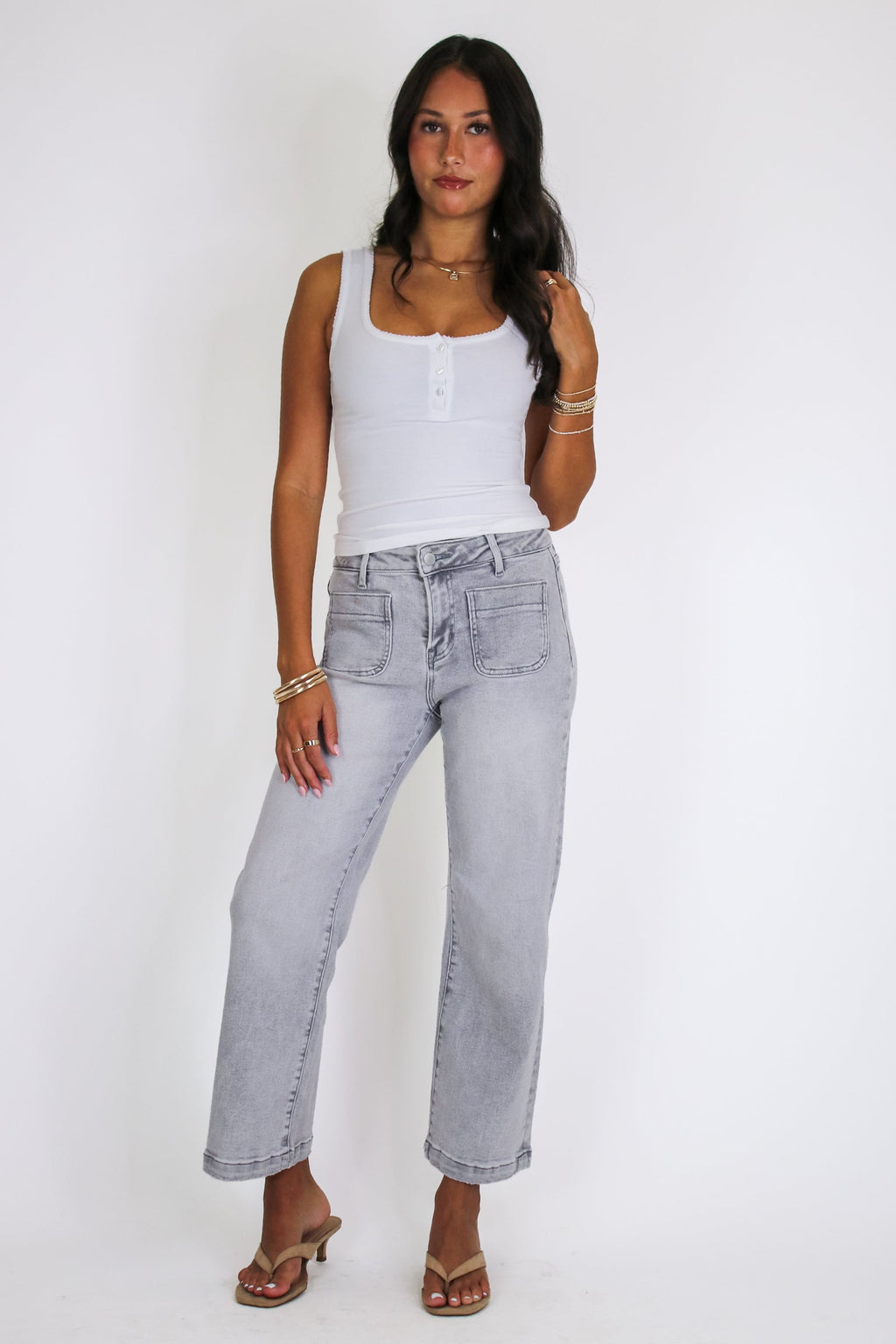 Front Row High Rise Patch Pocket Jeans
