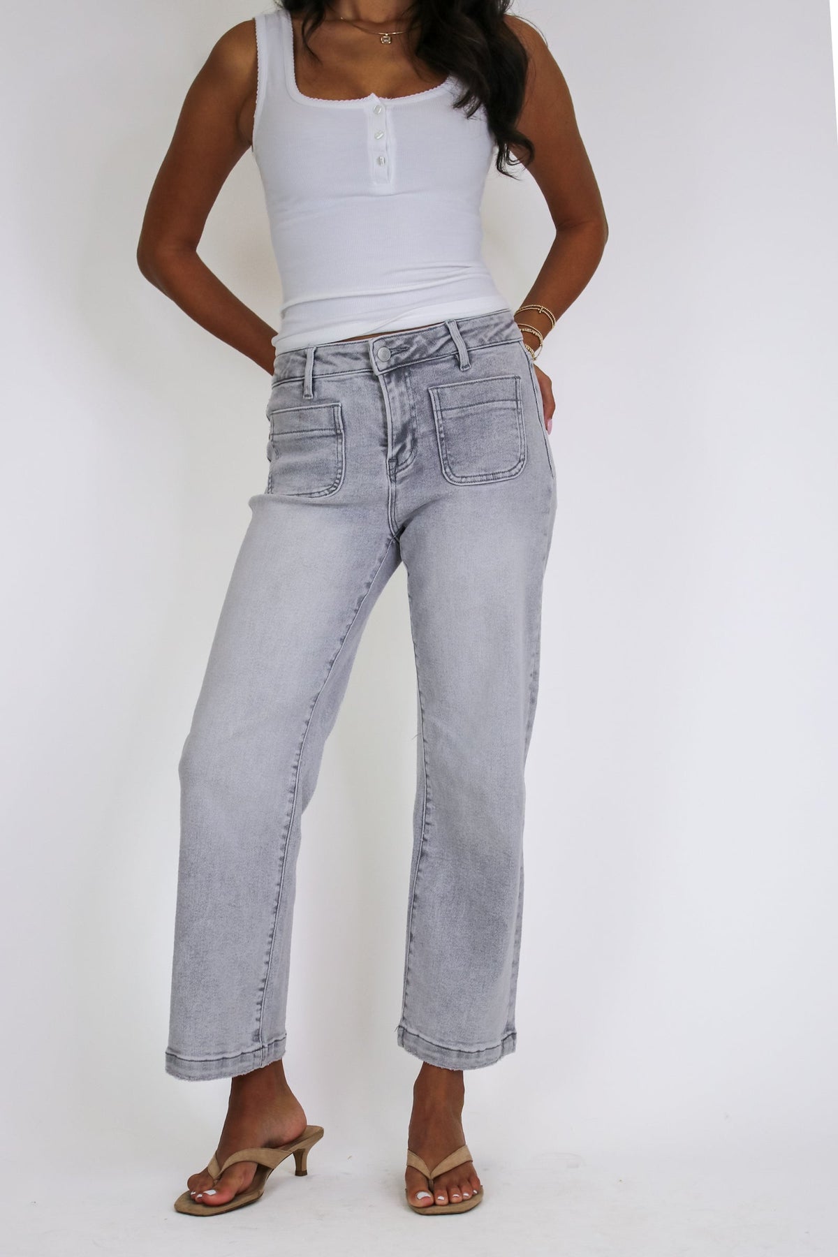 Front Row High Rise Patch Pocket Jeans