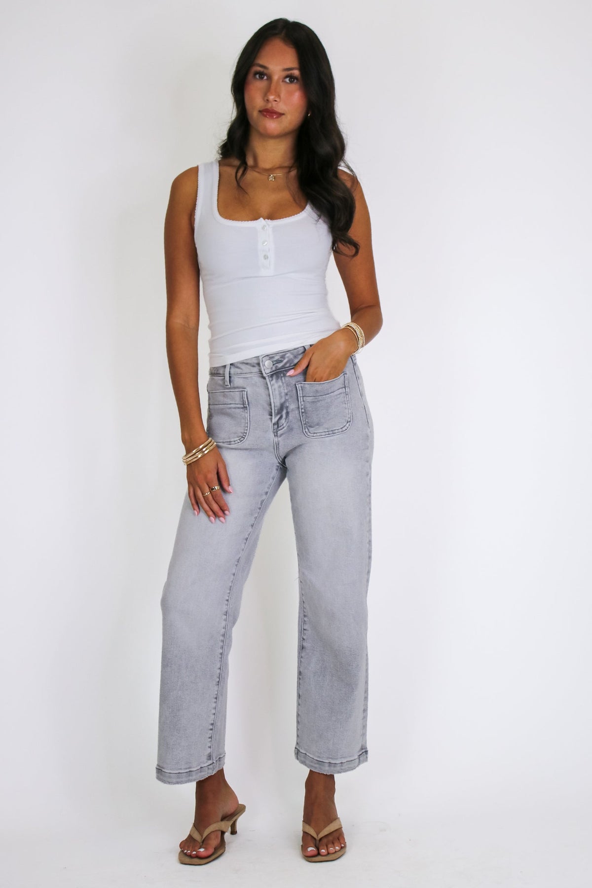 Front Row High Rise Patch Pocket Jeans