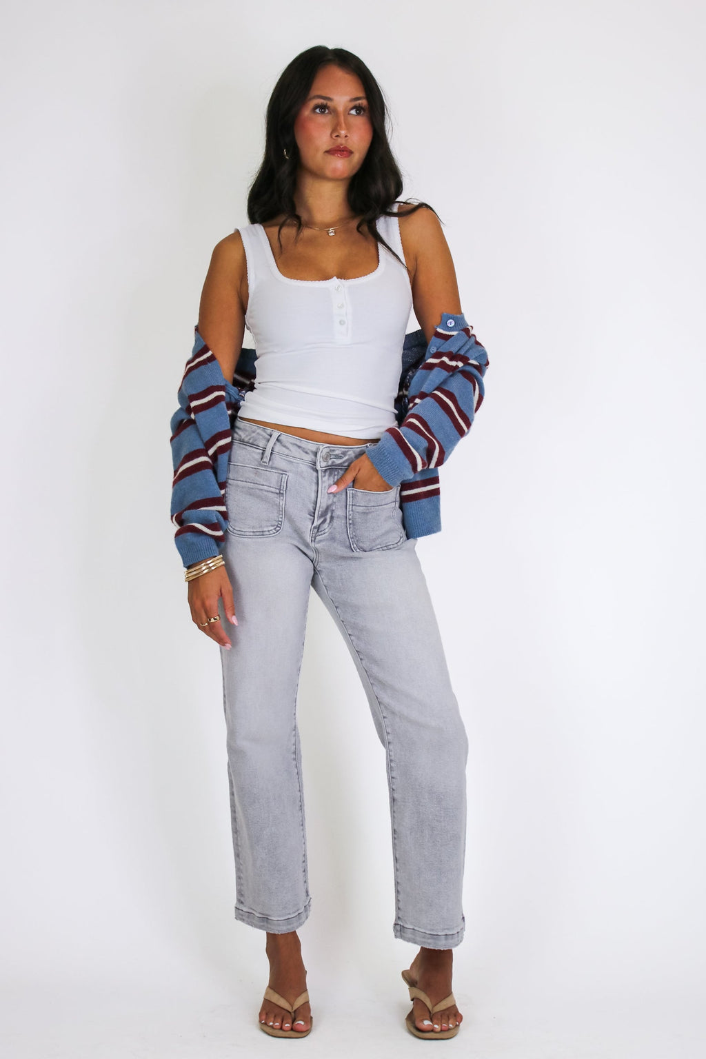 Front Row High Rise Patch Pocket Jeans