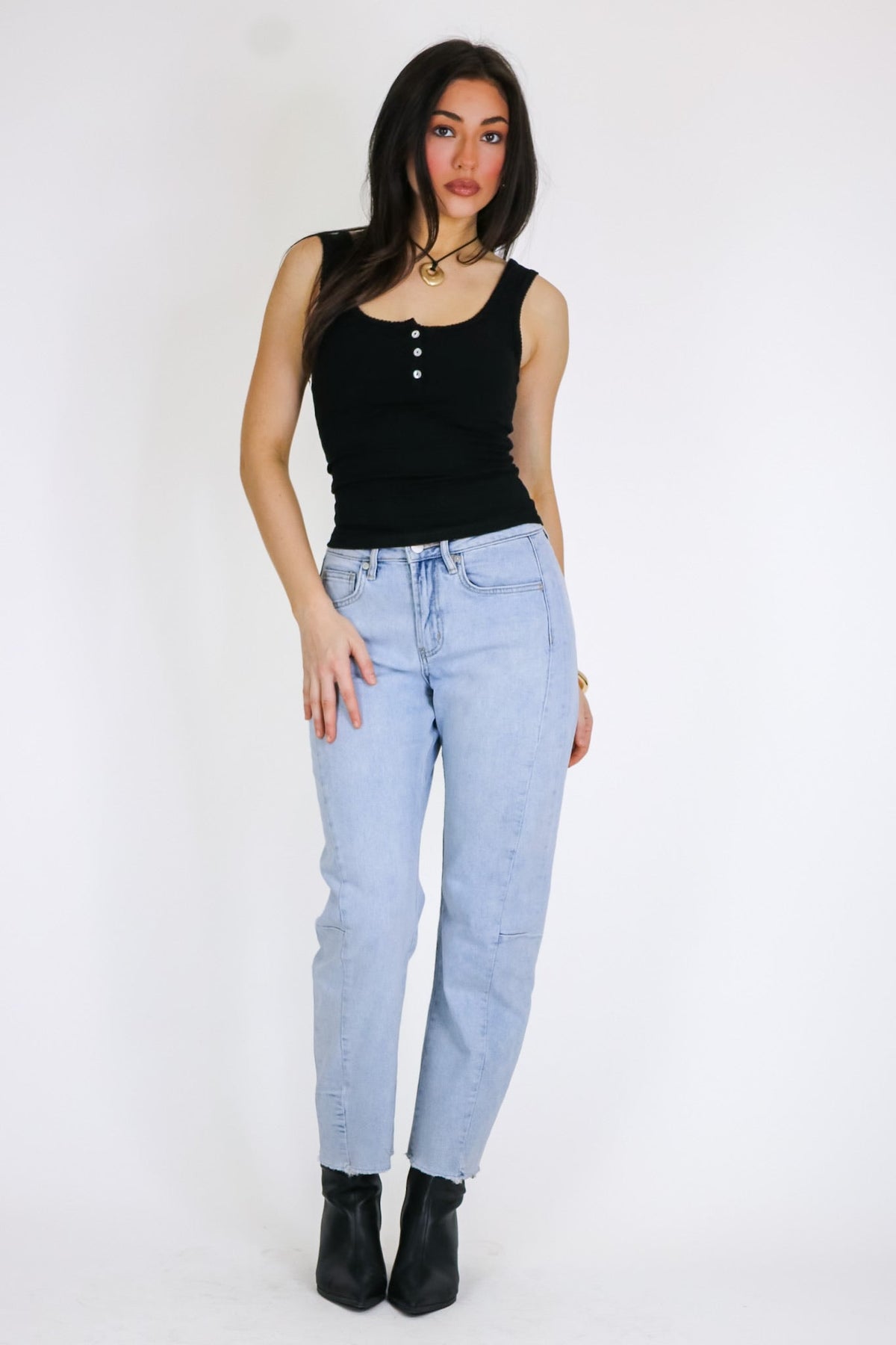 Indigo Arc Barrel Leg Jeans