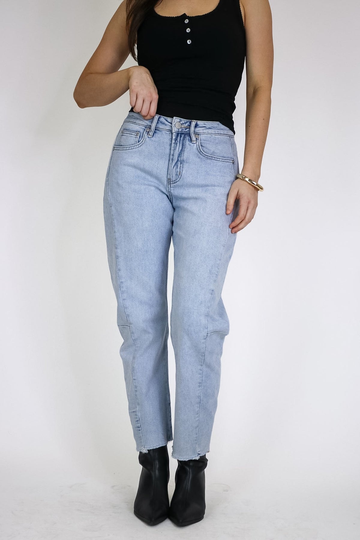 Indigo Arc Barrel Leg Jeans