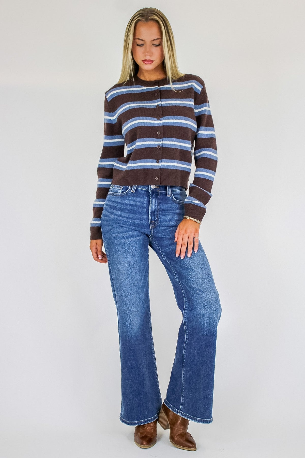 Indigo Ease High Rise Wide Leg Jeans