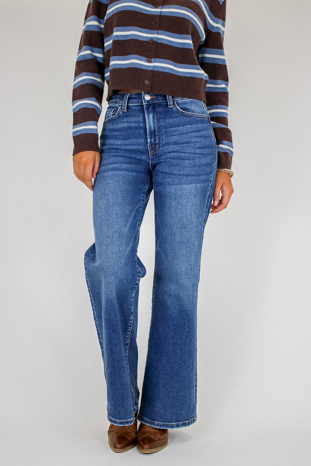 Indigo Ease High Rise Wide Leg Jeans