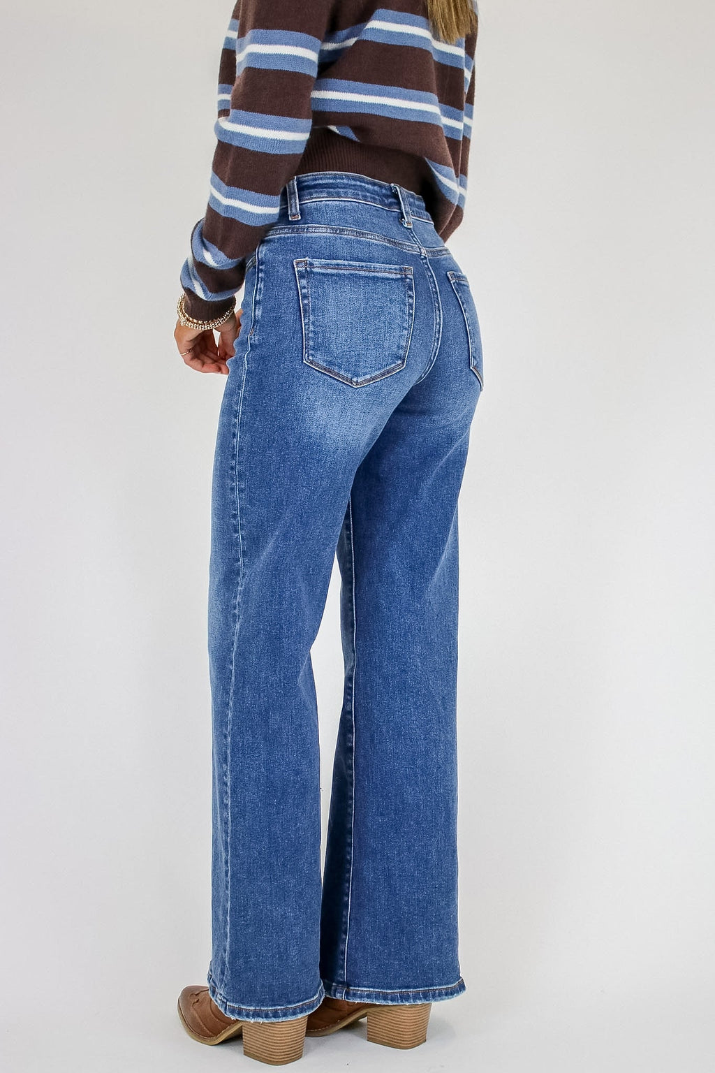 Indigo Ease High Rise Wide Leg Jeans