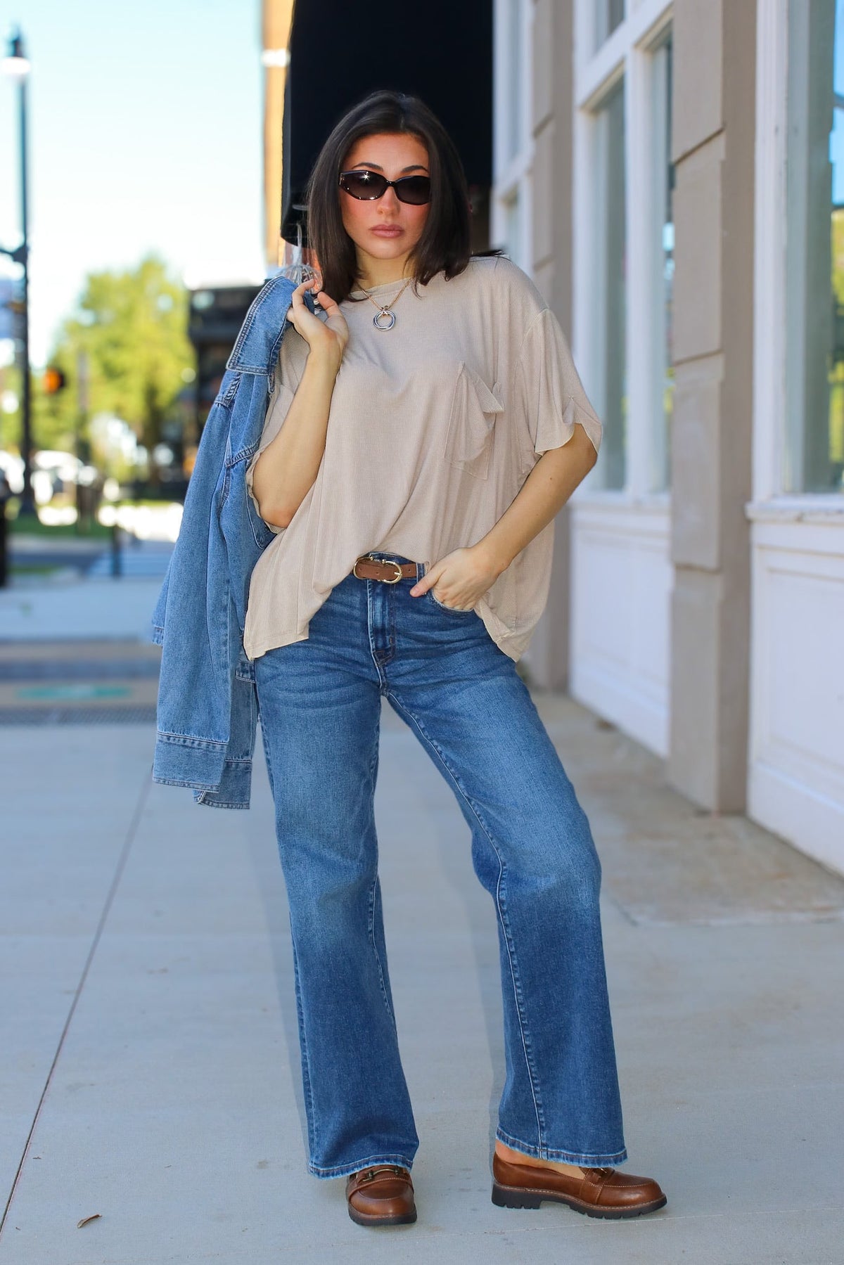 Indigo Ease High Rise Wide Leg Jeans