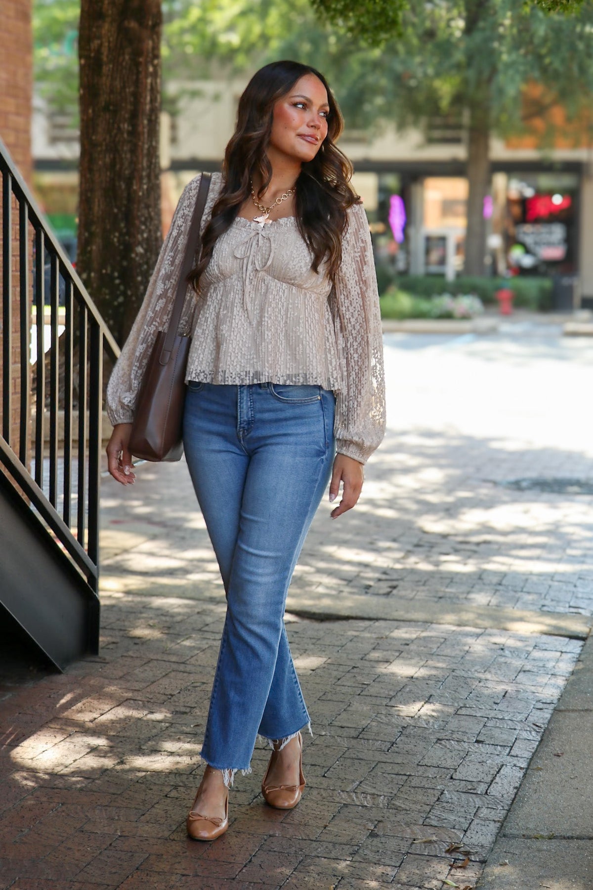 Luxe Whisper Pleated Lace Babydoll Blouse