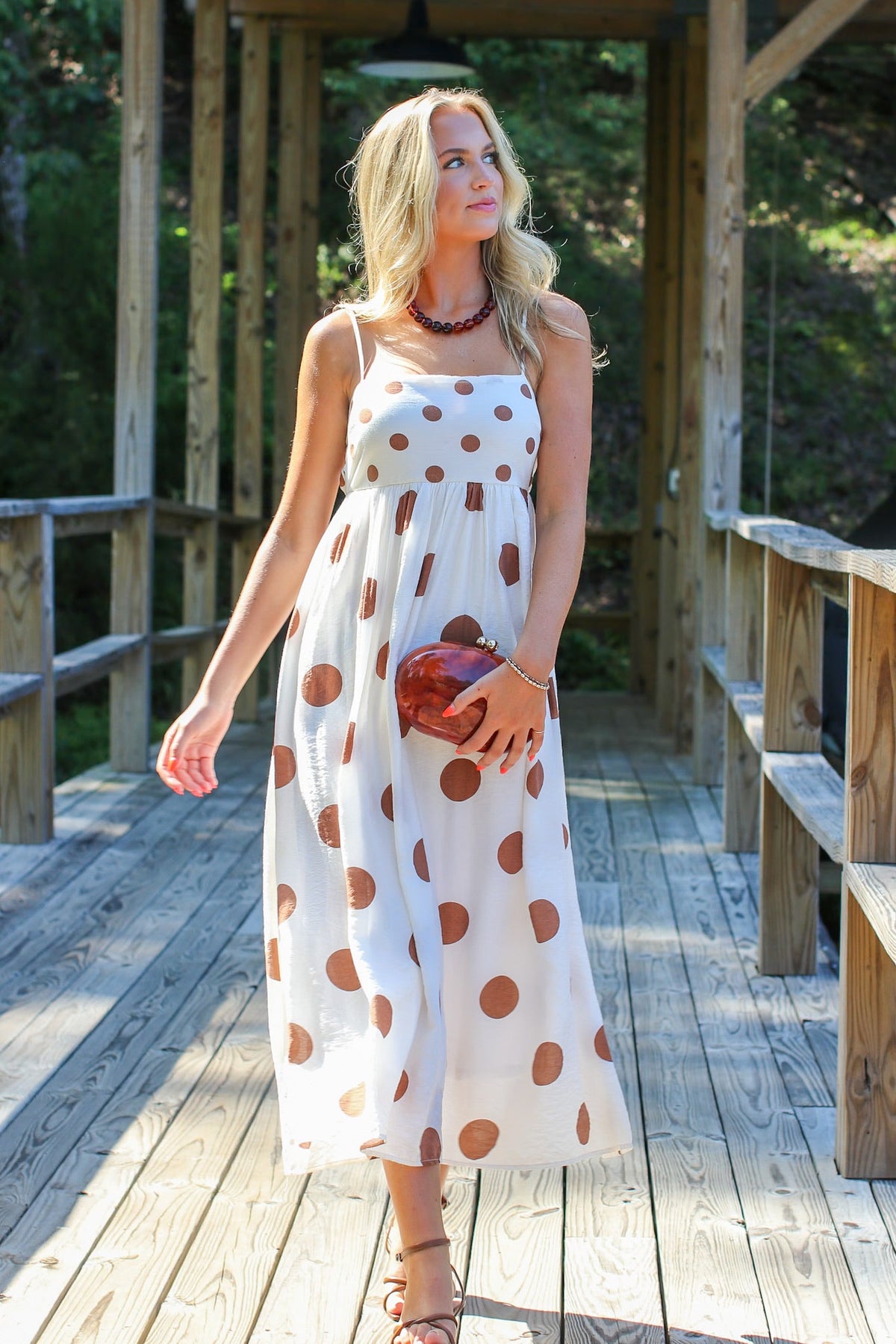 Polka Charm Empire Waist Midi Dress