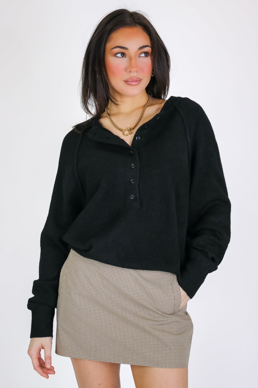 Sunday Morning Henley Button Sweater