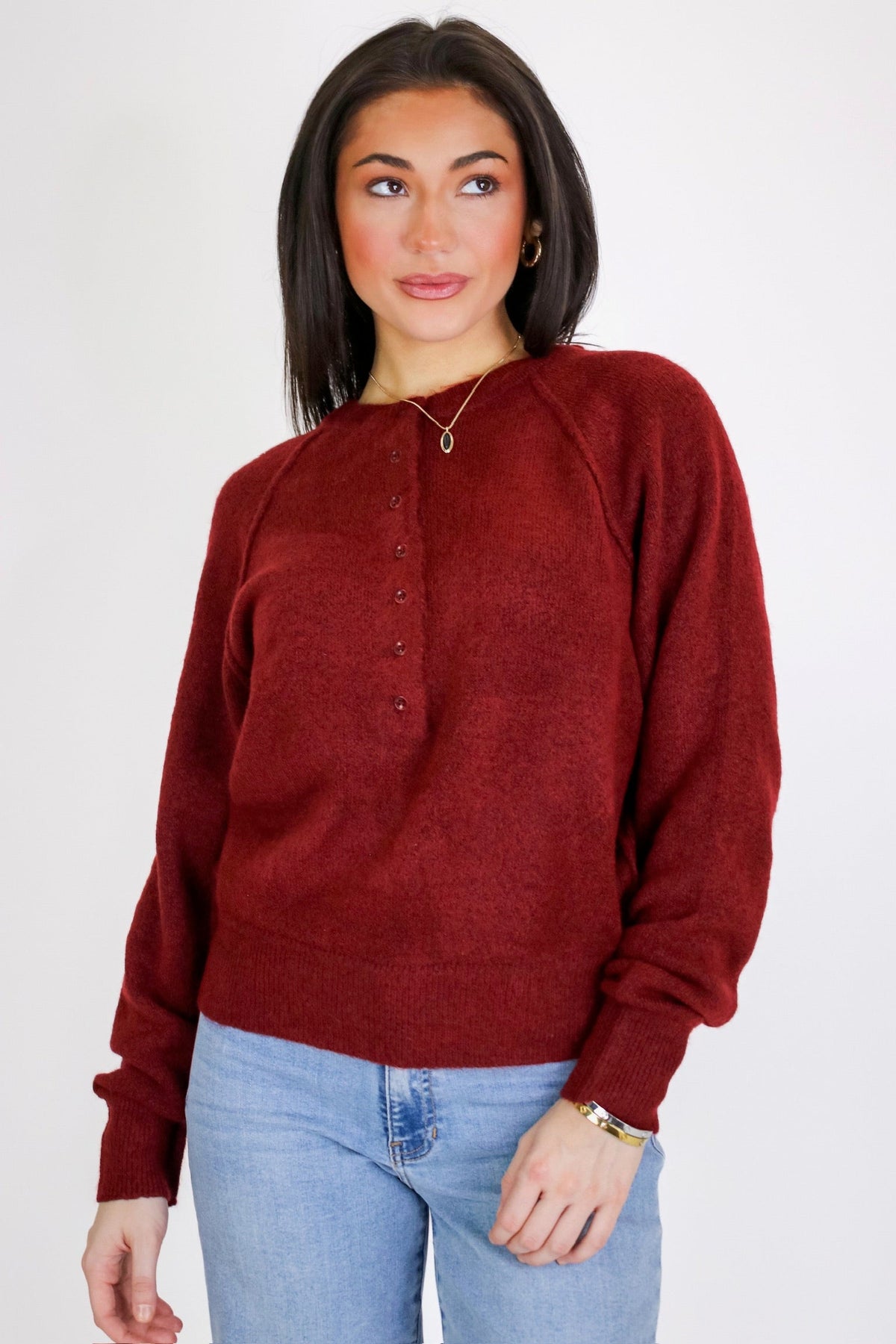 Sunday Morning Henley Button Sweater