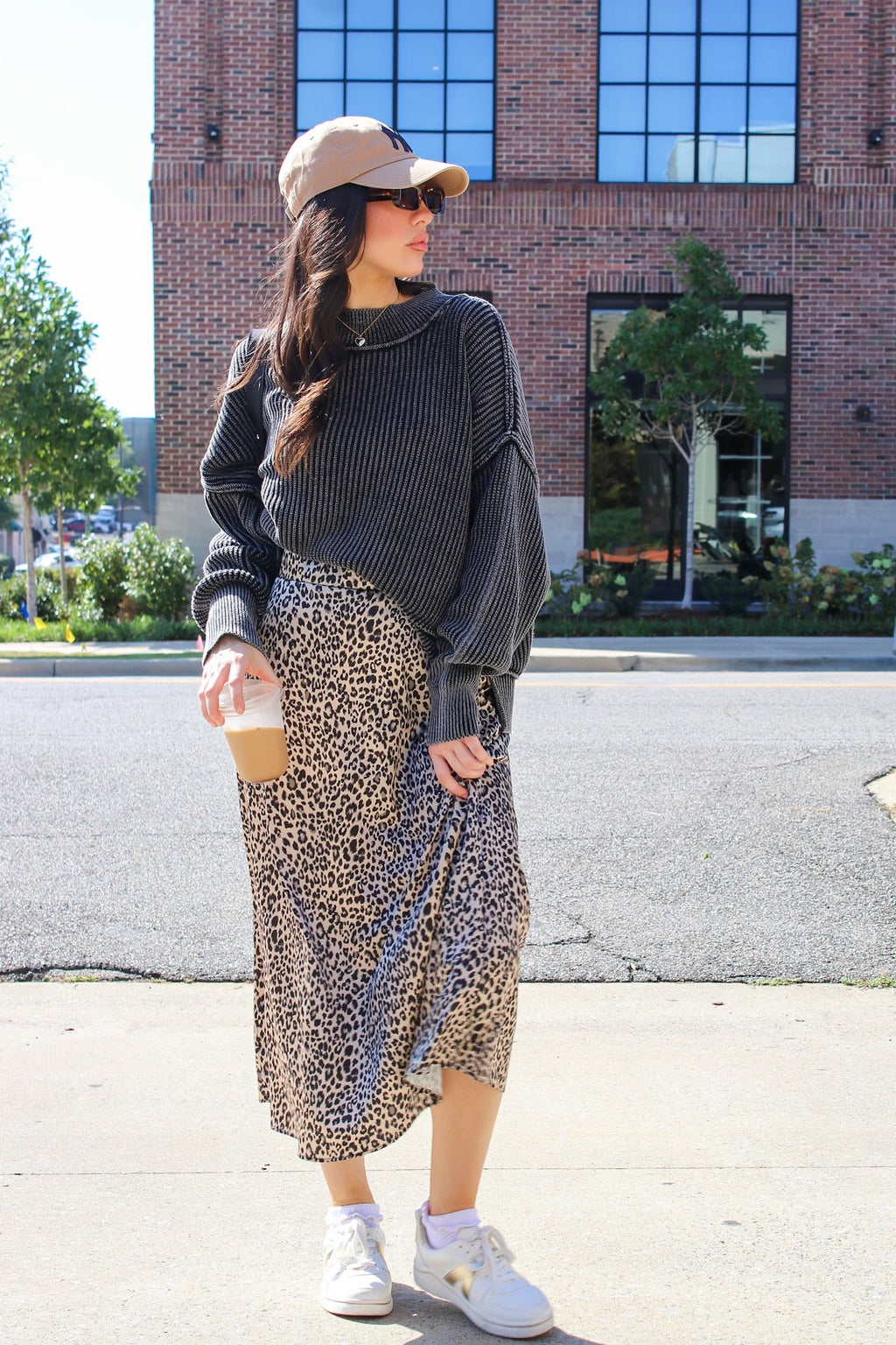 Tara Washed Side Slit Knit Sweater