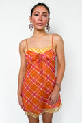 The Check Edit Plaid Chiffon Mini Dress
