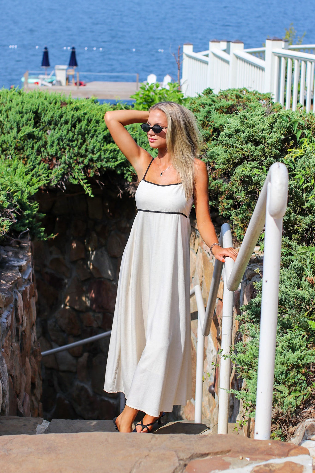 The Contrast Charm Empire Waist Maxi Dress