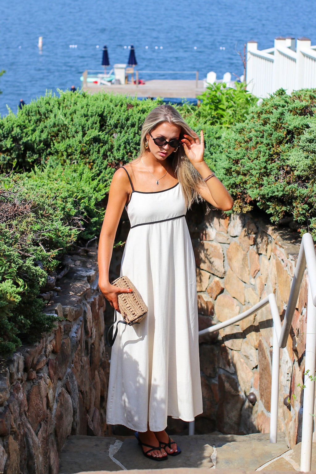 The Contrast Charm Empire Waist Maxi Dress