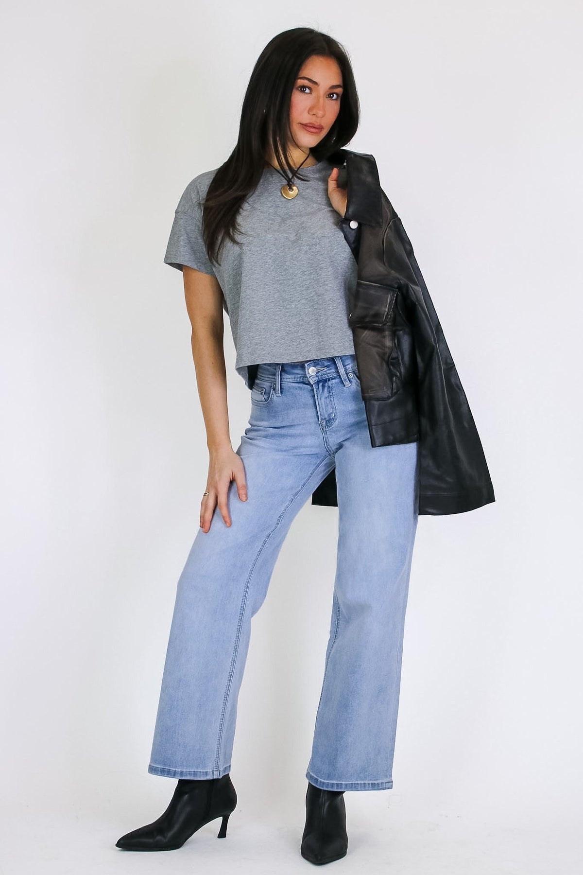 The Open Hour Wide Leg Ankle Jeans