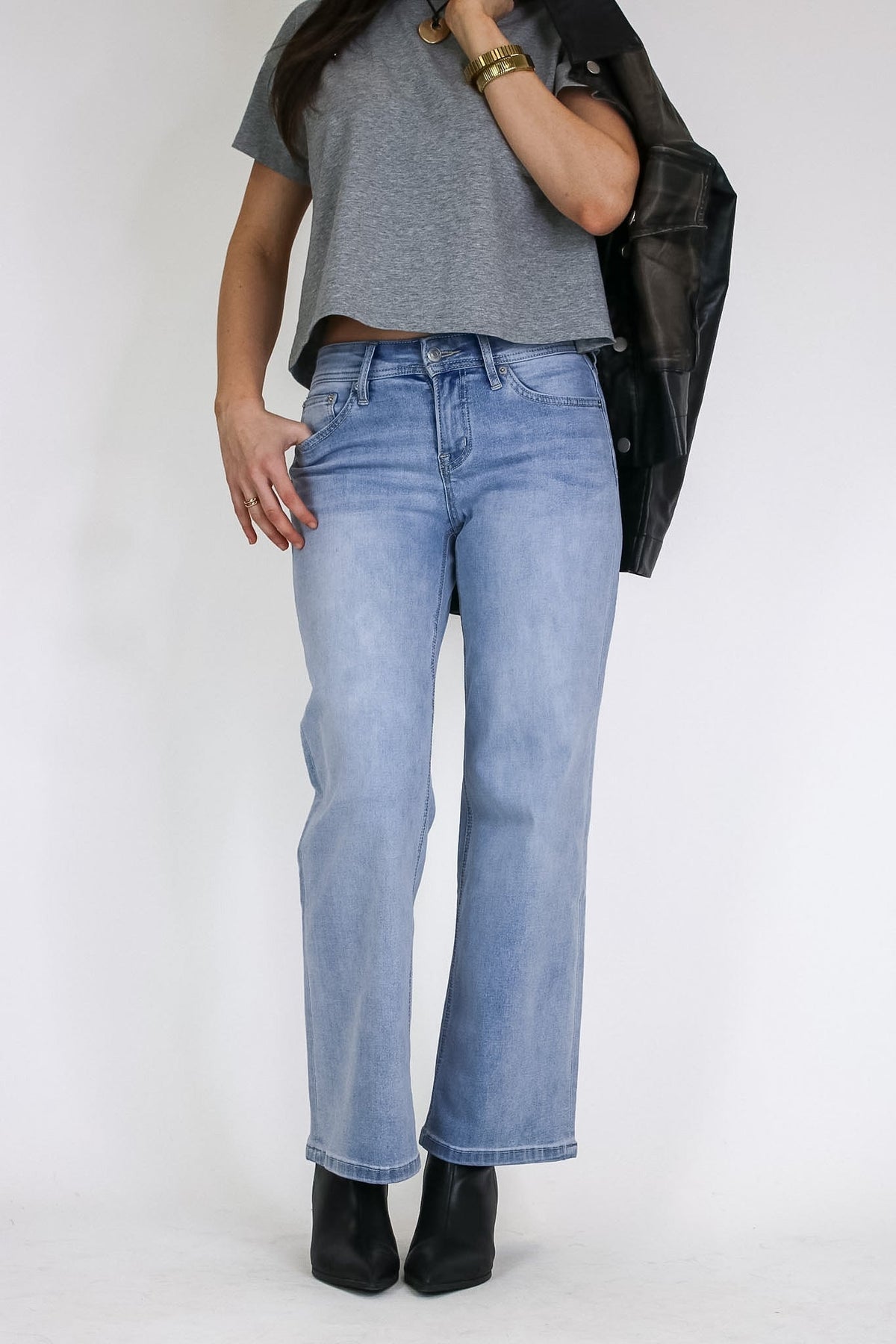 The Open Hour Wide Leg Ankle Jeans