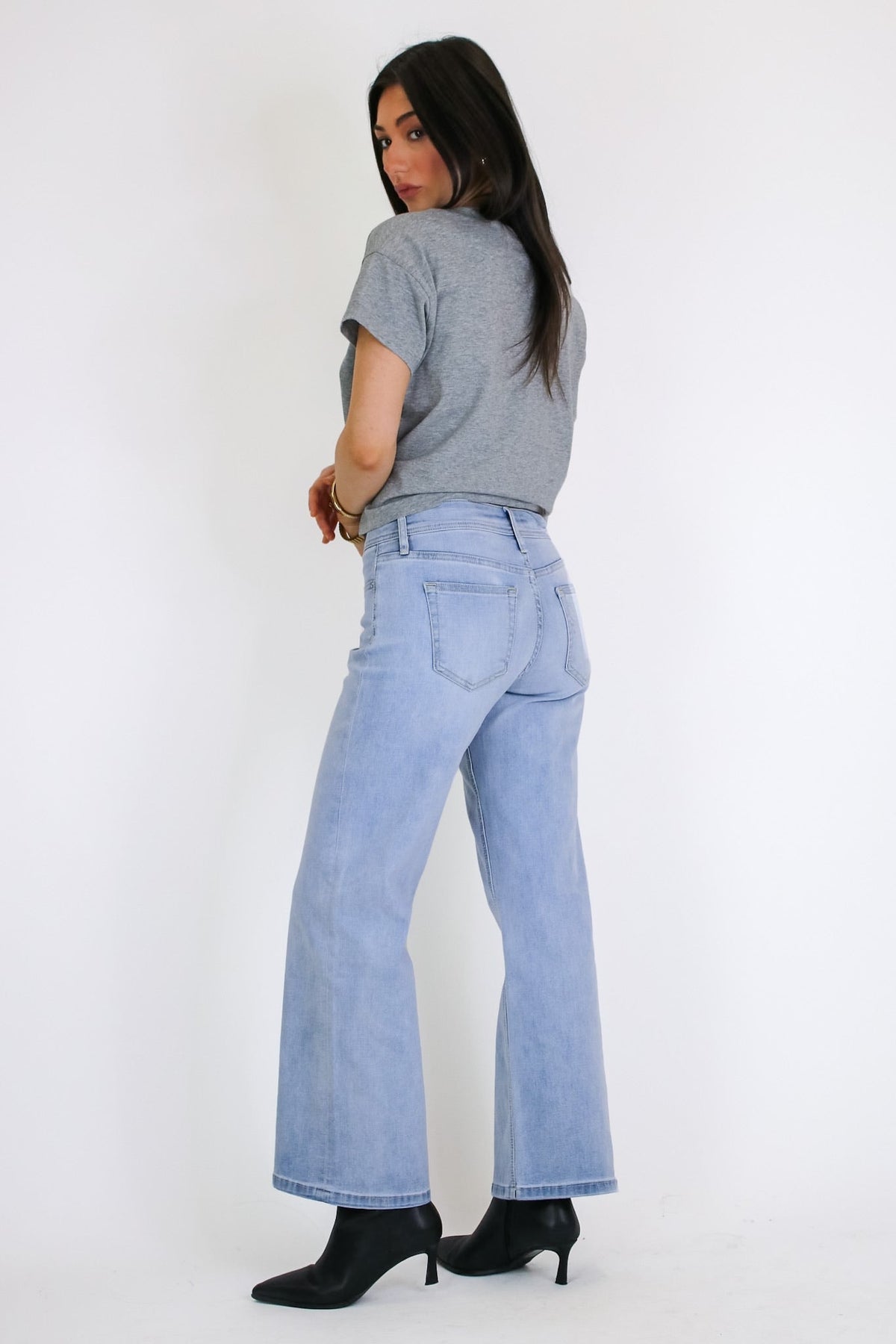 The Open Hour Wide Leg Ankle Jeans