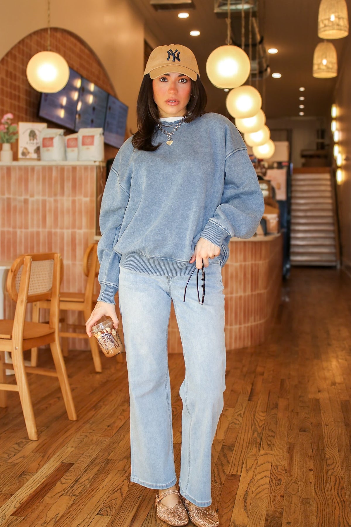 The Open Hour Wide Leg Ankle Jeans