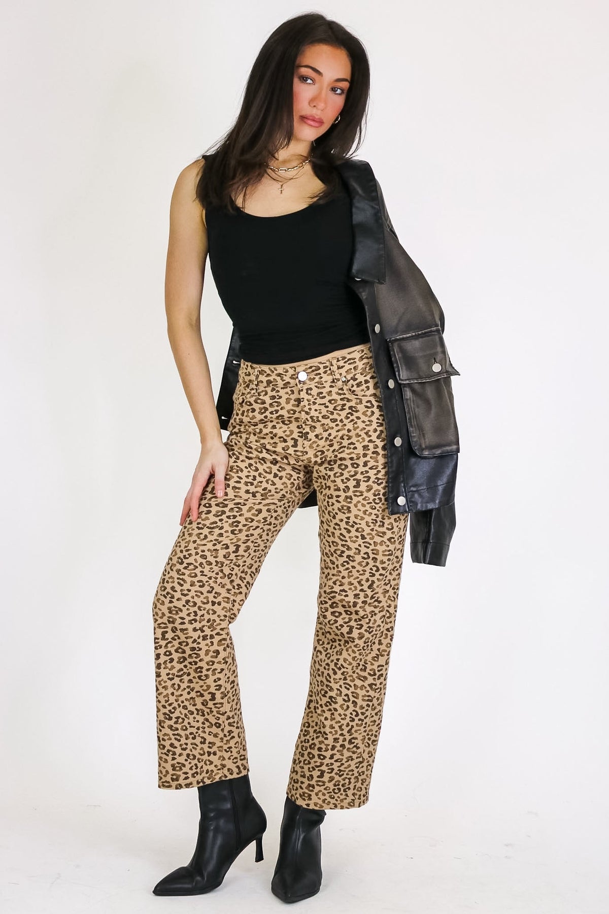 Wild Intent Animal Print Straight Leg Pants