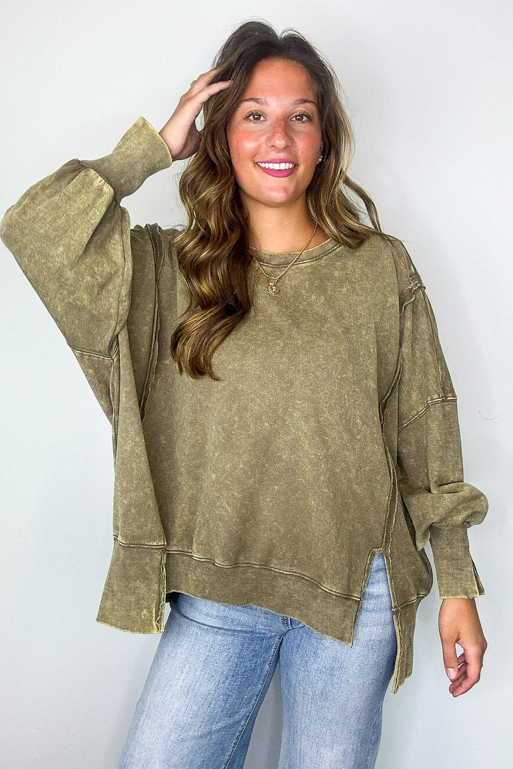 August Glow Acid Wash Pullover