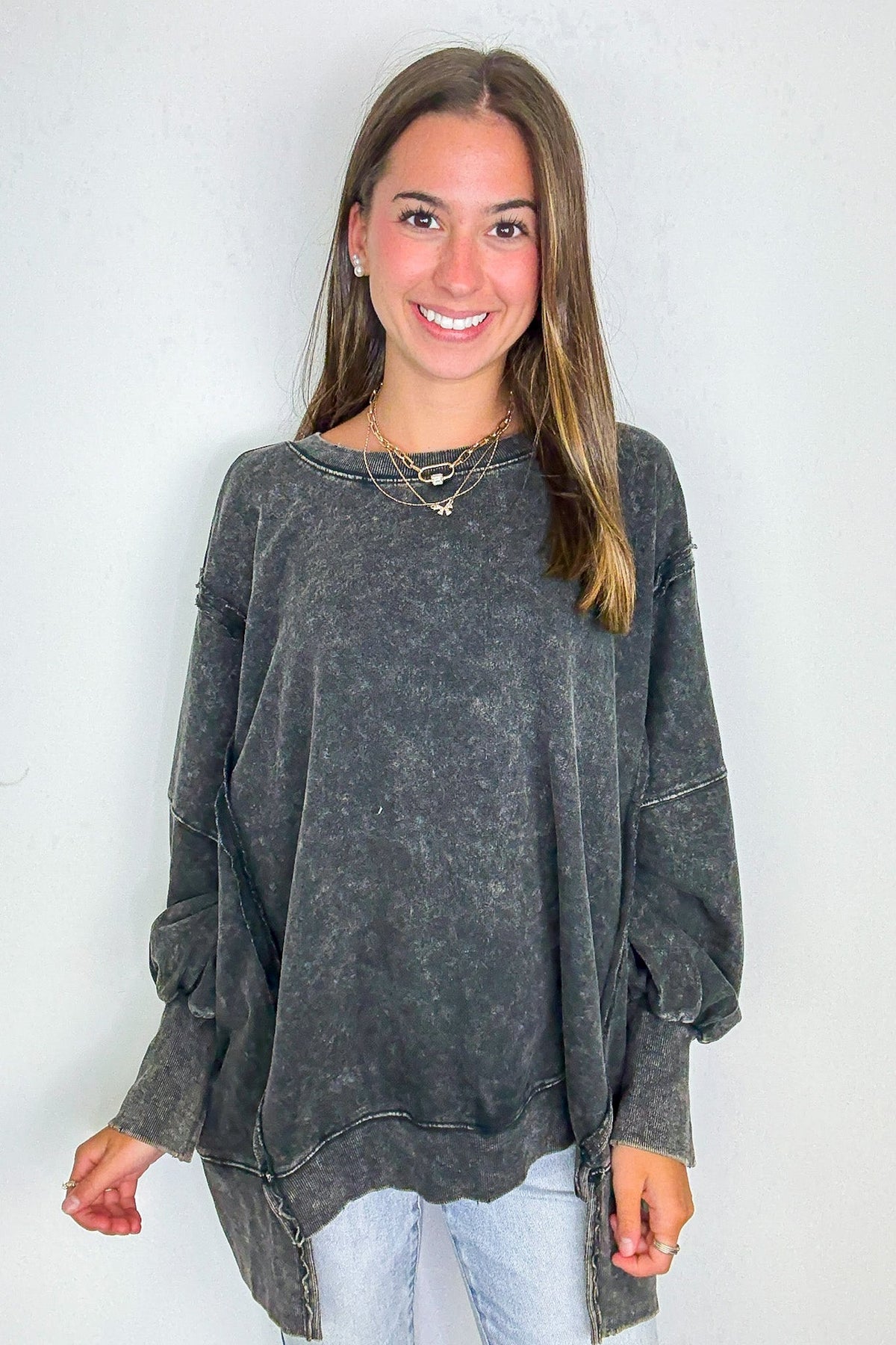 August Glow Acid Wash Pullover